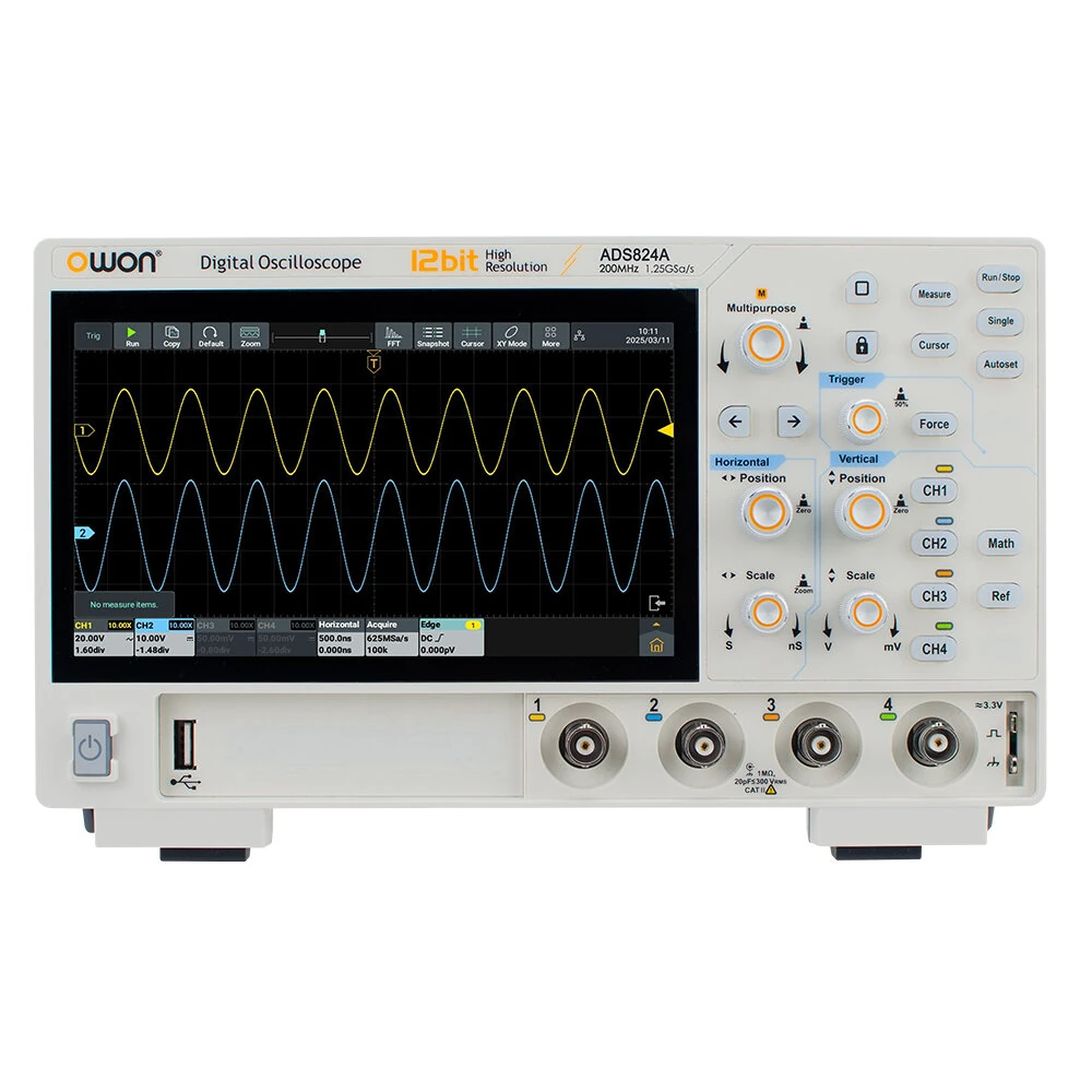 OWON ADS804A Digital Oscilloscope 70MHz 4-Channel 12-bit High Resolution