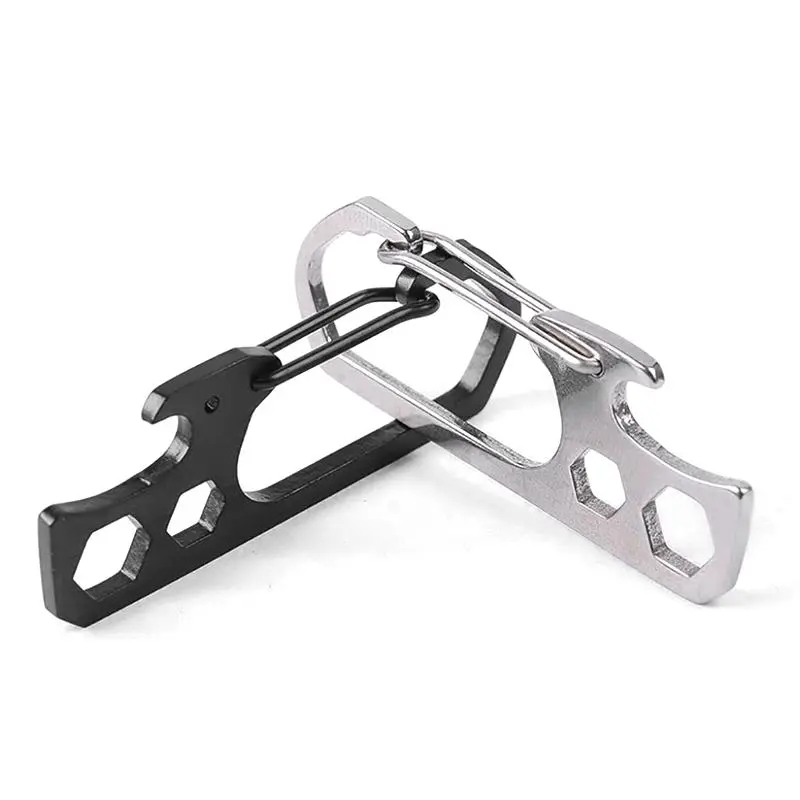 Stainless Steel Multi Tool - Carabiner Key Ring with Bottle Opener & Hex Wrench