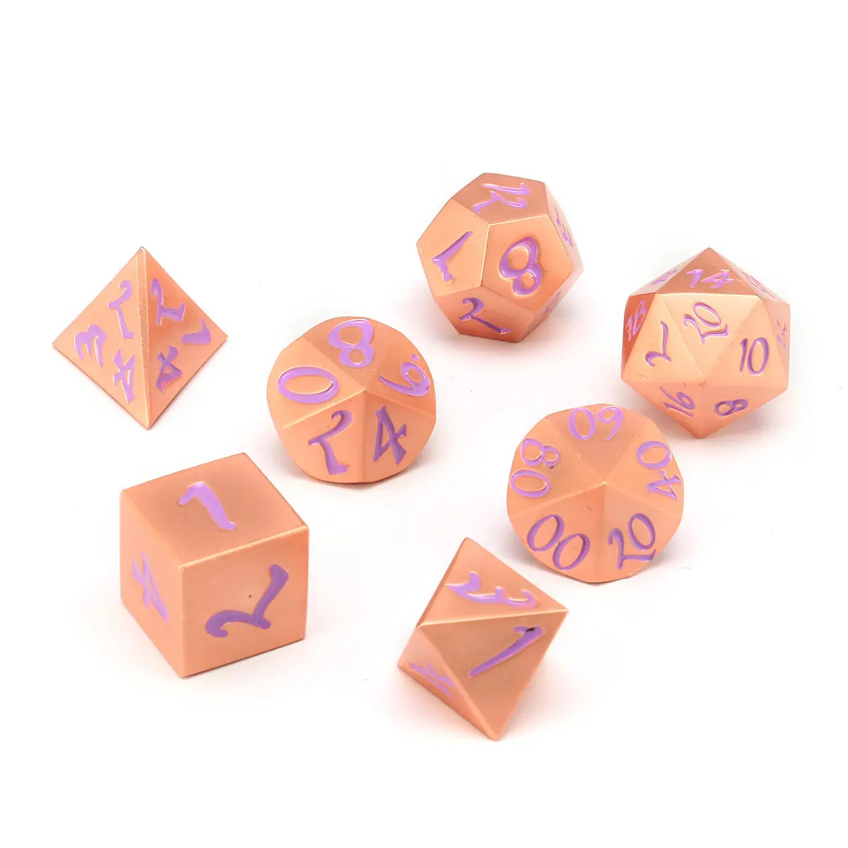 Antique Metal Polyhedral Dice Set - 7Pcs Heavy Duty RPG Dice With Bag