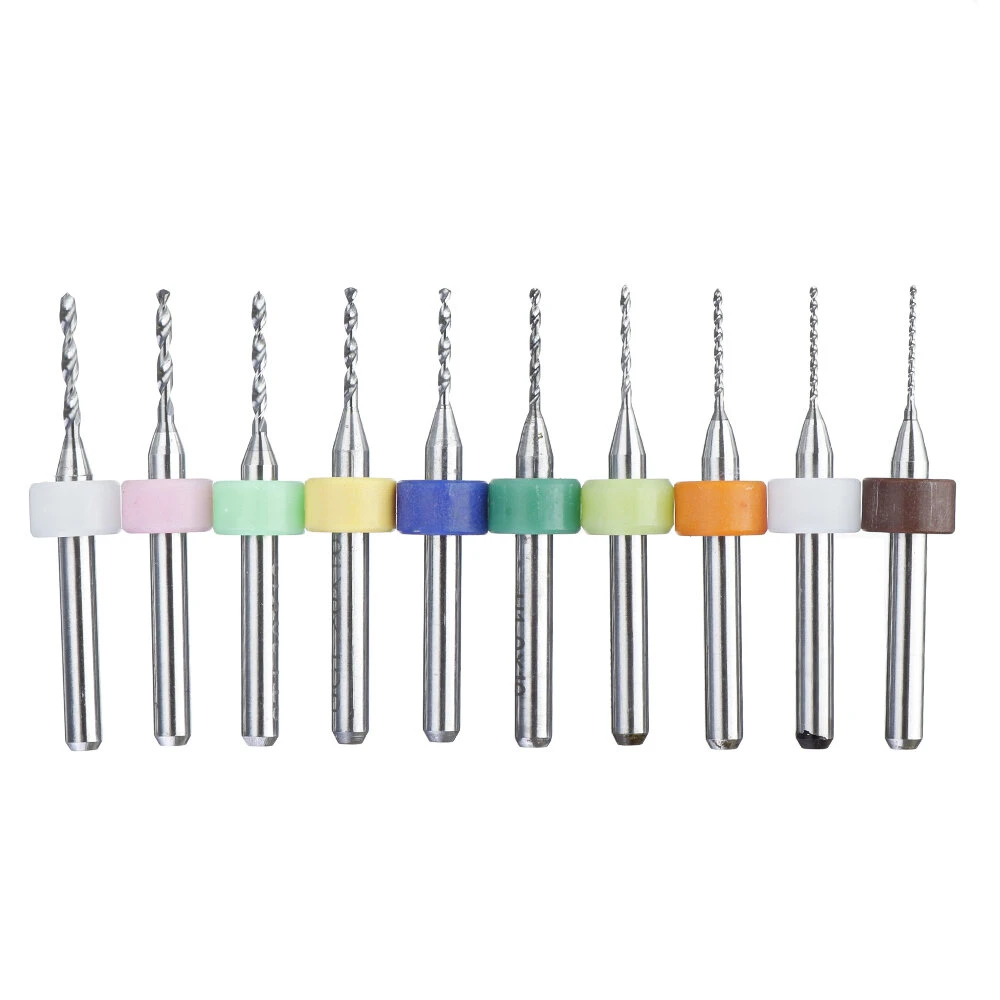 Drillpro 10Pcs Tungsten Carbide PCB Drill Bit Set | 0.6-1.5mm for CNC Circuit Board