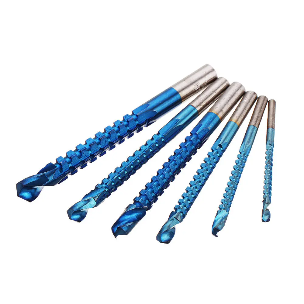 Drillpro 6Pcs Blue Nano HSS Drill Bits | 3-8mm for Wood Plastic Metal