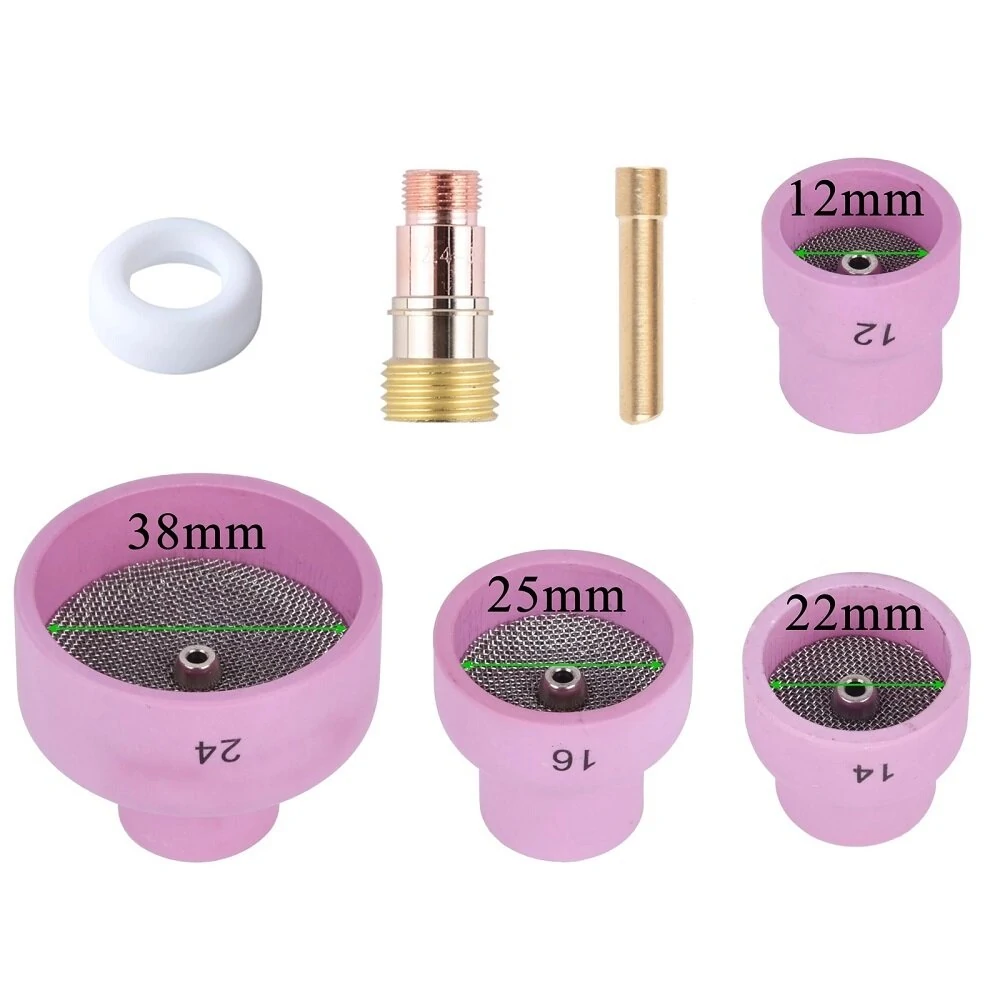 7PCS TIG Extra Large Alumina Ceramic Nozzle Cups | Gas Lens Kit for WP17/18/26 Torches