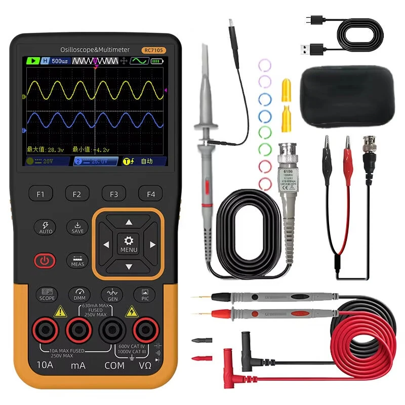RC7105 3-in-1 Oscilloscope Multimeter Signal Generator | Portable High Precision