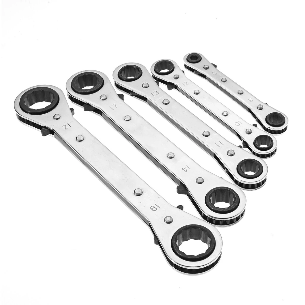 5Pcs Metric Offset Ring Wrench Set | Ratcheting Spanner Hand Tools for DIY