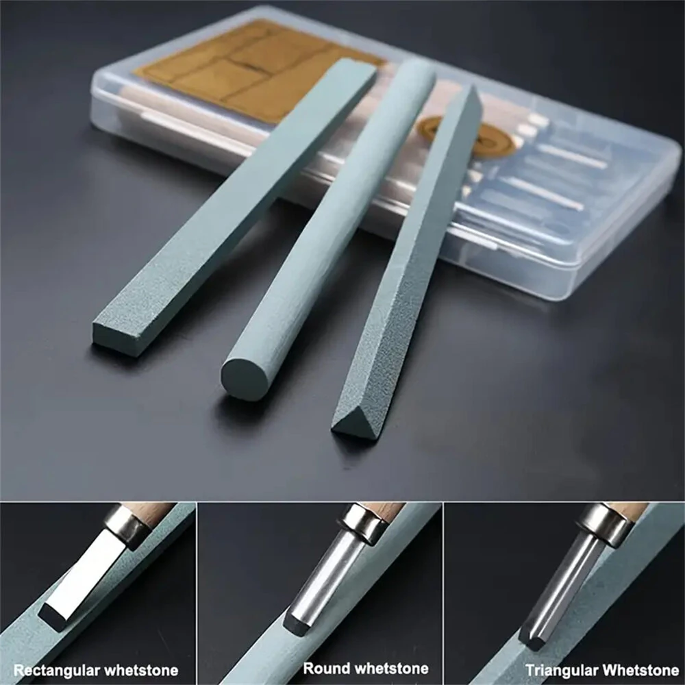 Stone Set 3-Piece Silicon Carbide Sharpening Stone | For Chisels Gouges Blades