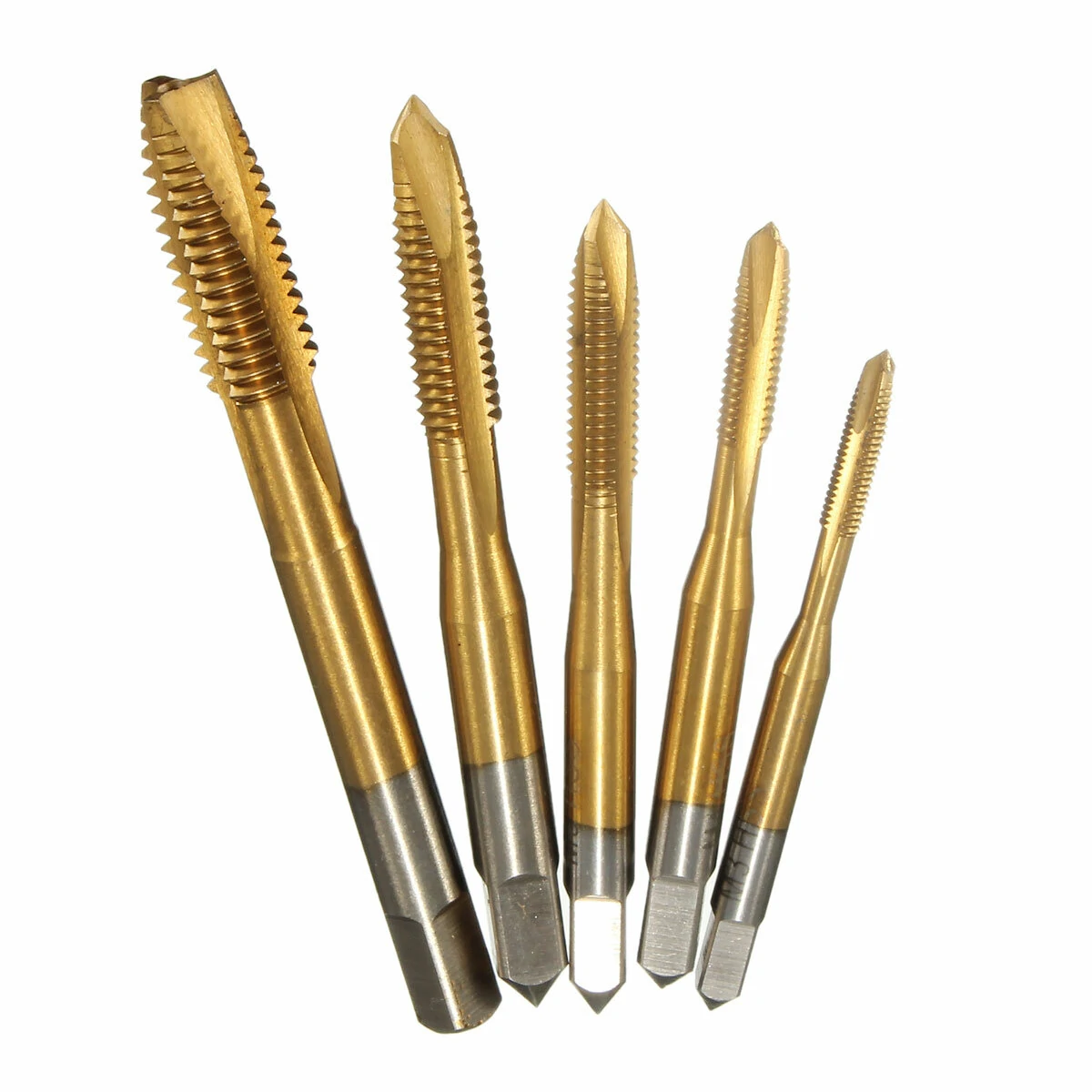 5pcs M3-M8 HSS Spiral Point Tap Set | Metric Titanium Machine Screw Taps