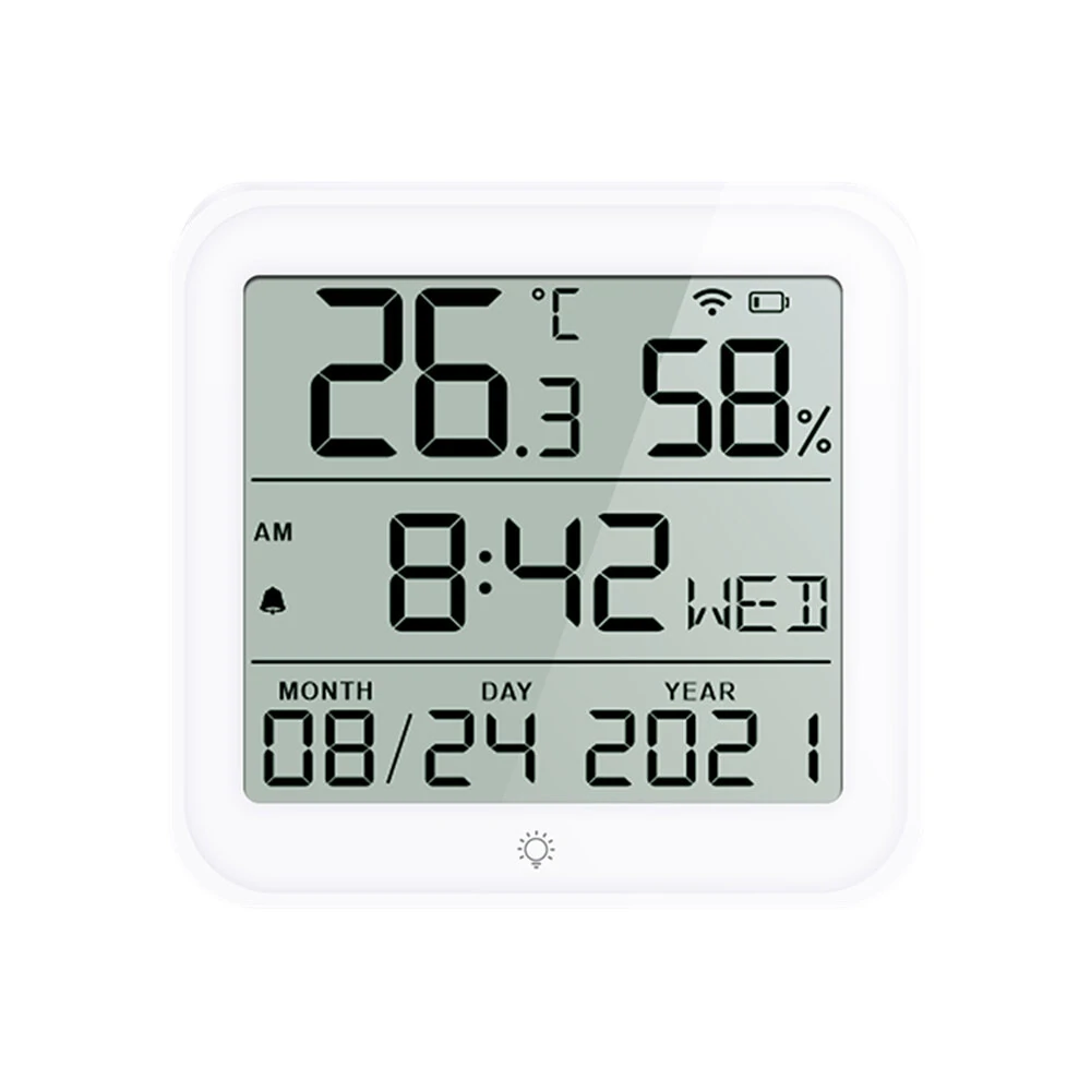 WiFi Hygrometer with LCD Display - Temperature & Humidity Monitor | Multi-Function Clock & Alarm