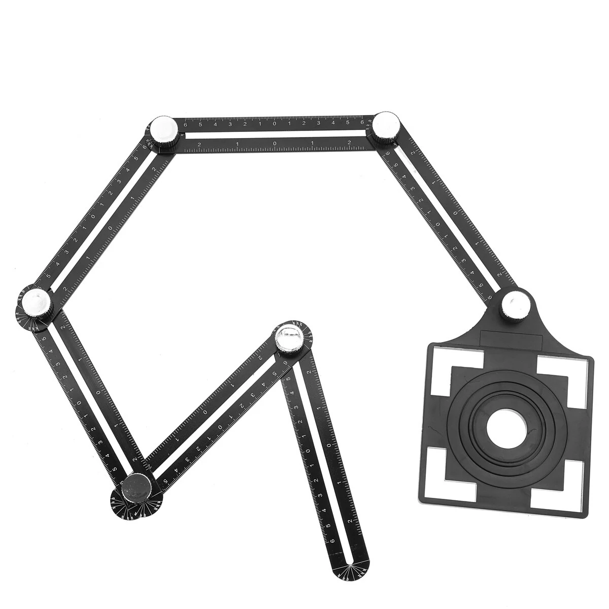 Adjustable 6-Fold Tool Angle Ruler | Ceramic Tile Hole Locator Set with 25-75mm Drill Guides