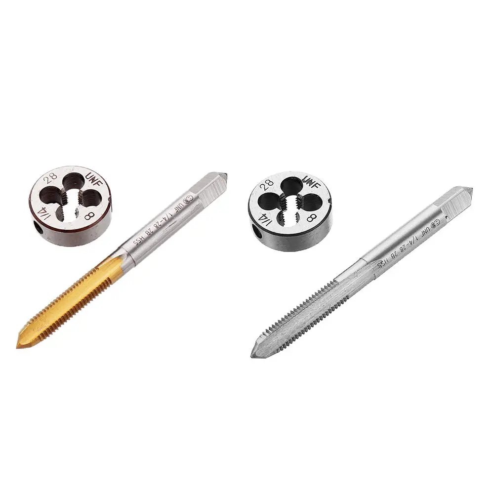 Drillpro 1/4-28 UNEF Right Hand Screw Tap | Titanium Coating | Thread Die