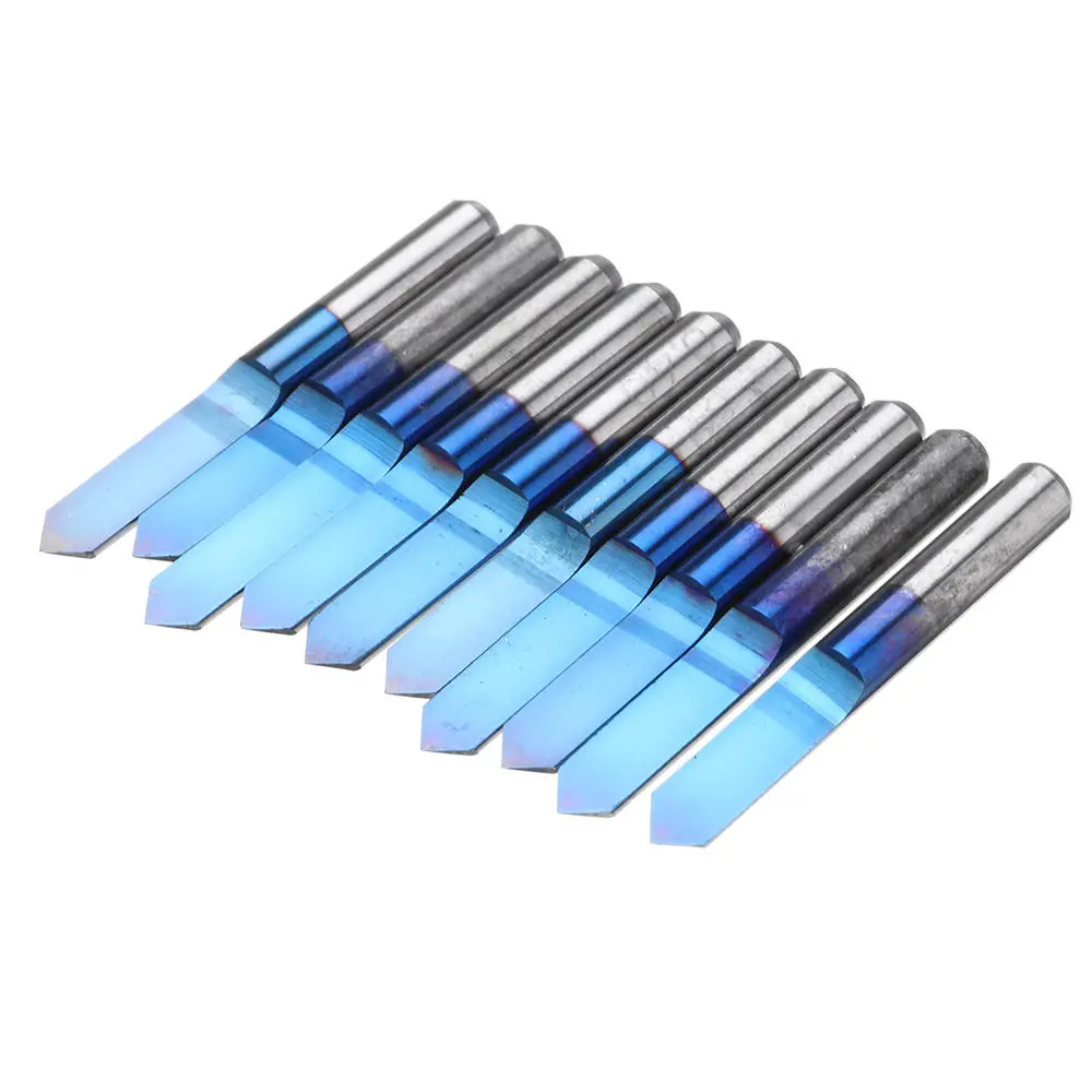 Drillpro 10pcs 0.1-0.3mm 90° Engraving Bit | Blue NANO Coated PCB Router Tool