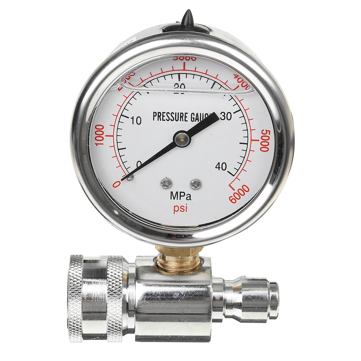 Axial Hydraulic Pressure Gauge - 40MPa 6000PSI Stainless Steel Test Indicator