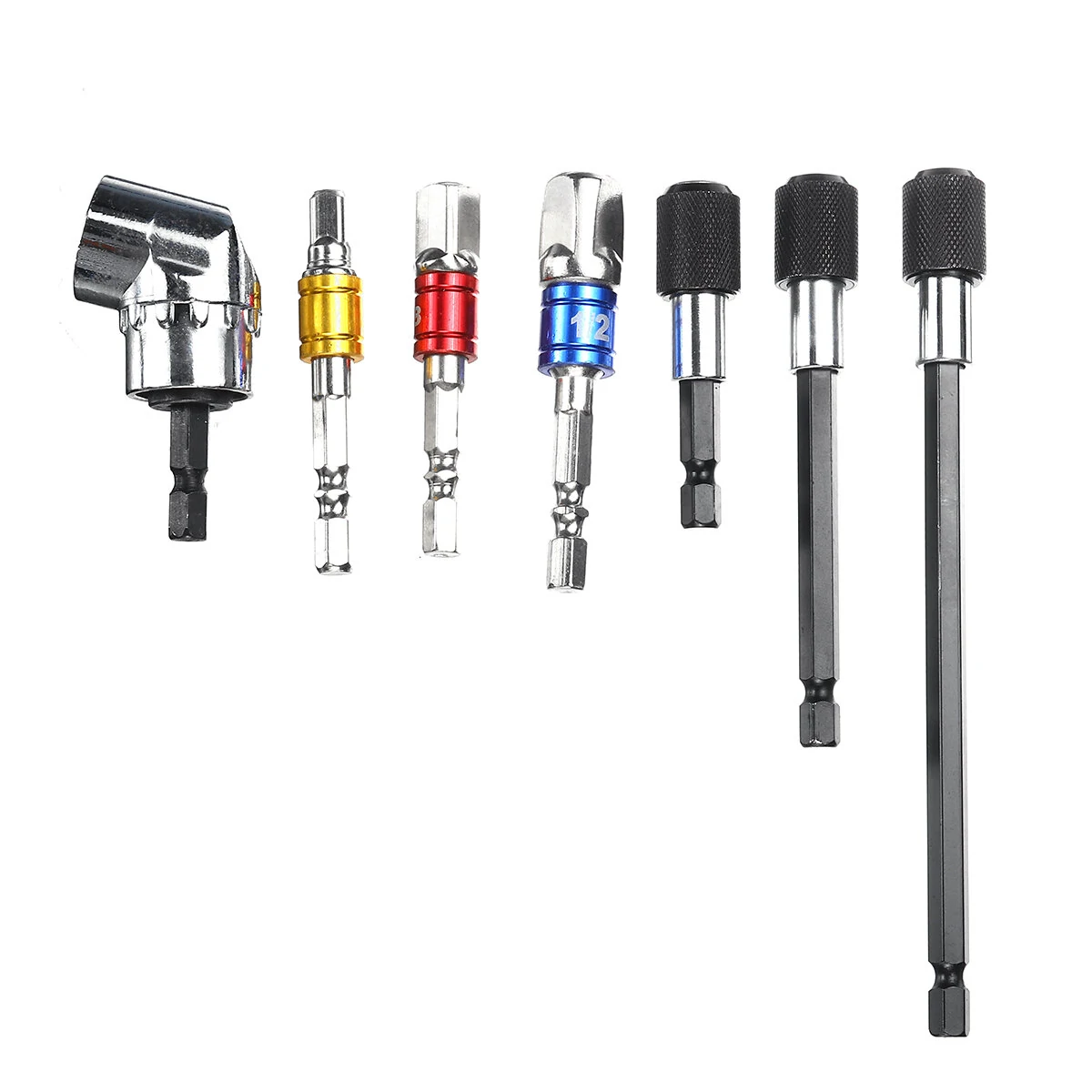 7Pcs Extension Bar & Impact Socket Set - Hex Shank Drill Bit Adapter