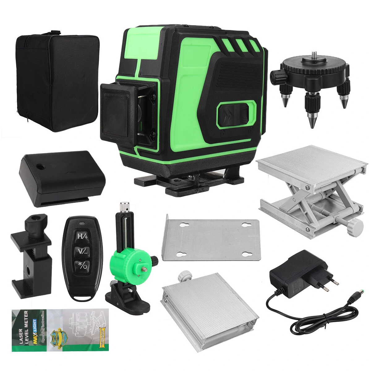 Green Laser Level 360&deg; Horizontal & Vertical 4D Self-Leveling | 8/12 Line