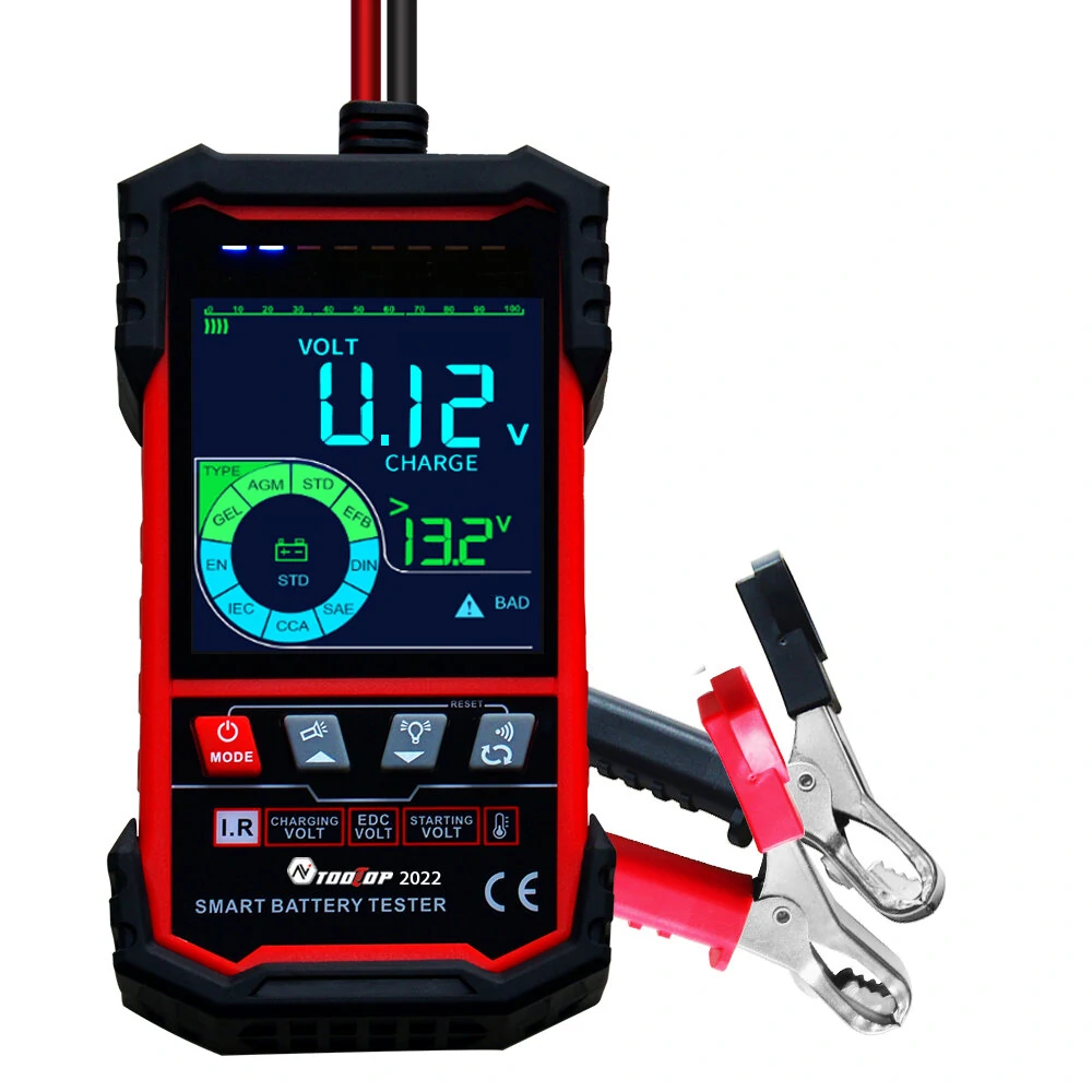 TOOLTOP Intelligent Battery Tester - 12V/24V Auto Select | 3.2 Inch Color Screen