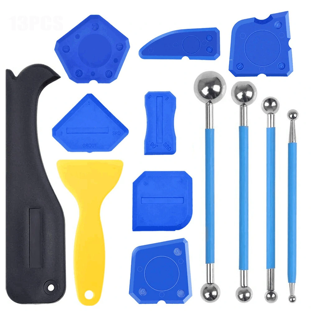 13Pcs Silicone Caulking Tool Kit - Sealant Finishing & Removal for Doors & Windows