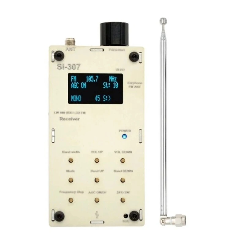 Si-307 Portable Radio Receiver 300KHz-108MHz | SI4732 Chip FM/AM/SSB | OLED & Whip Antenna