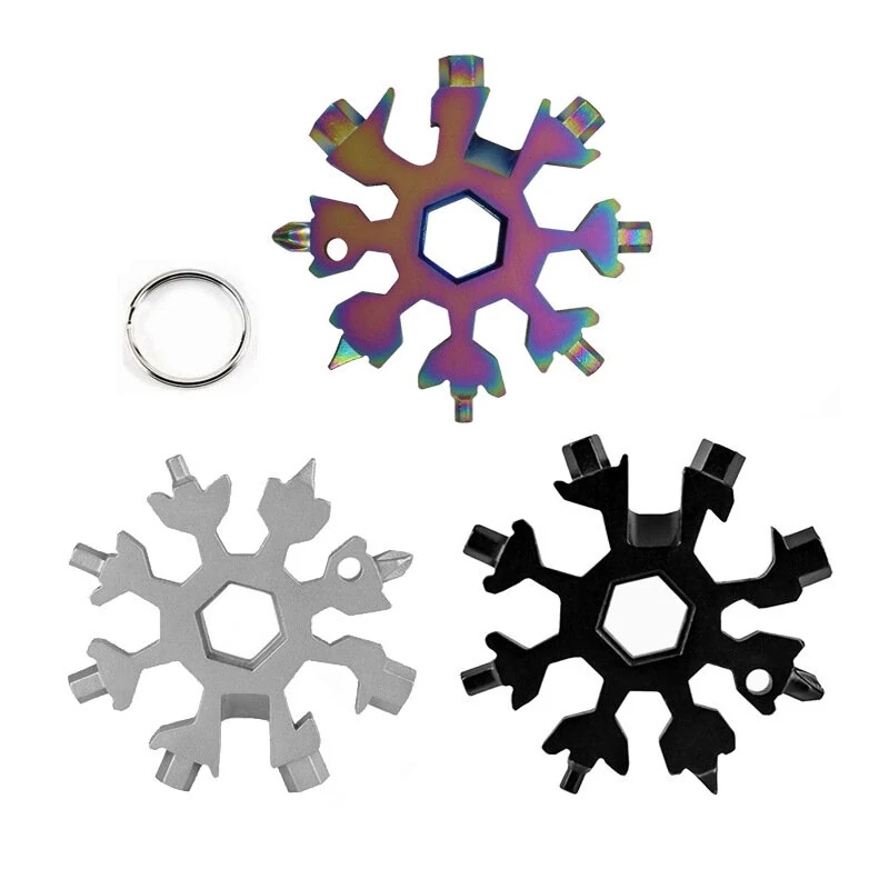 Multifunctional EDC Octagonal Snowflake Wrench - 8-in-1 Multi-Tool for Survival & Repair