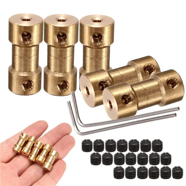5pcs 9mm Brass Coupling Coupler with Spanner and Screw | Shaft Support