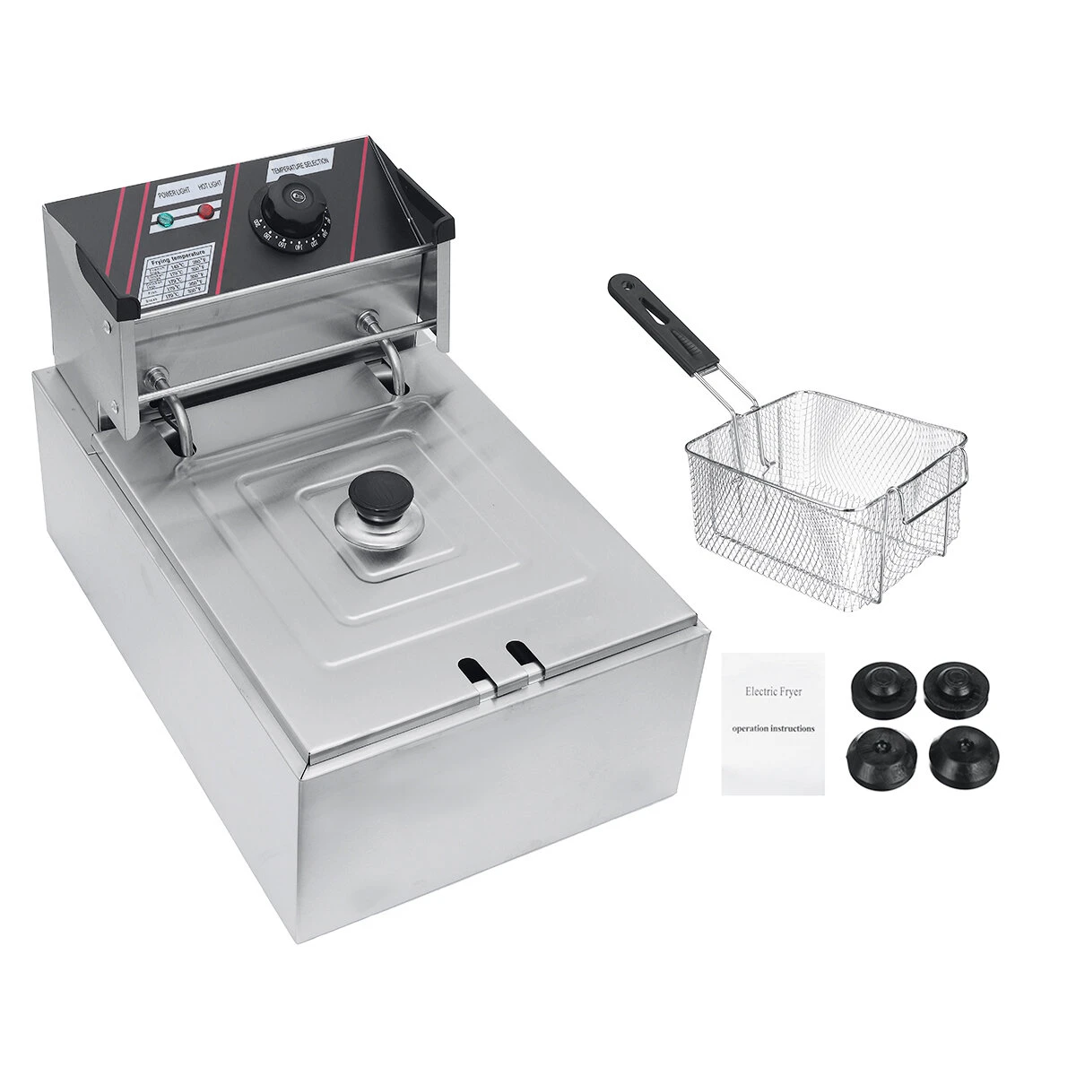 Commercial Electric Deep Fryer - Oil Cylinder Fryer for French Fries & Grill | US Plug