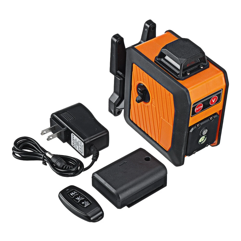 3D 12-Line Green Laser Level | 360° Horizontal & Vertical Cross | Remote Control