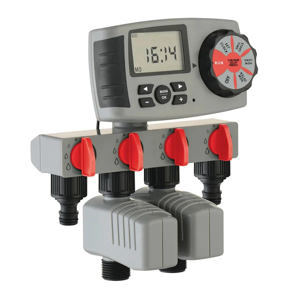 Aqualin DC 3V Irrigation Timer | 1-180 Min Customizable Timing | 4 Start Cycles & Rain-Sensor