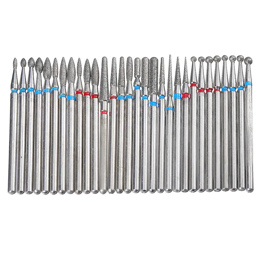 30pcs 3/32 Inch Diamond Nail Drill Bits Set | Art Nail Manicure Pedicure Tools