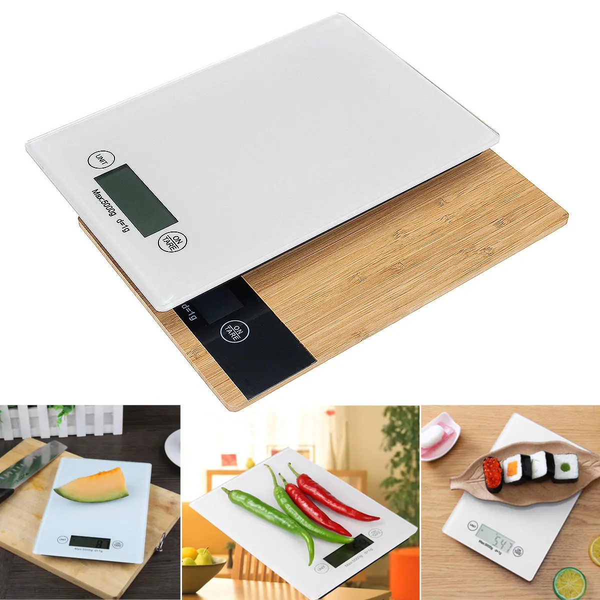 Digital Food Scale - Electronic Diet Balance Weight Measure - 5kg Max 1g Precision