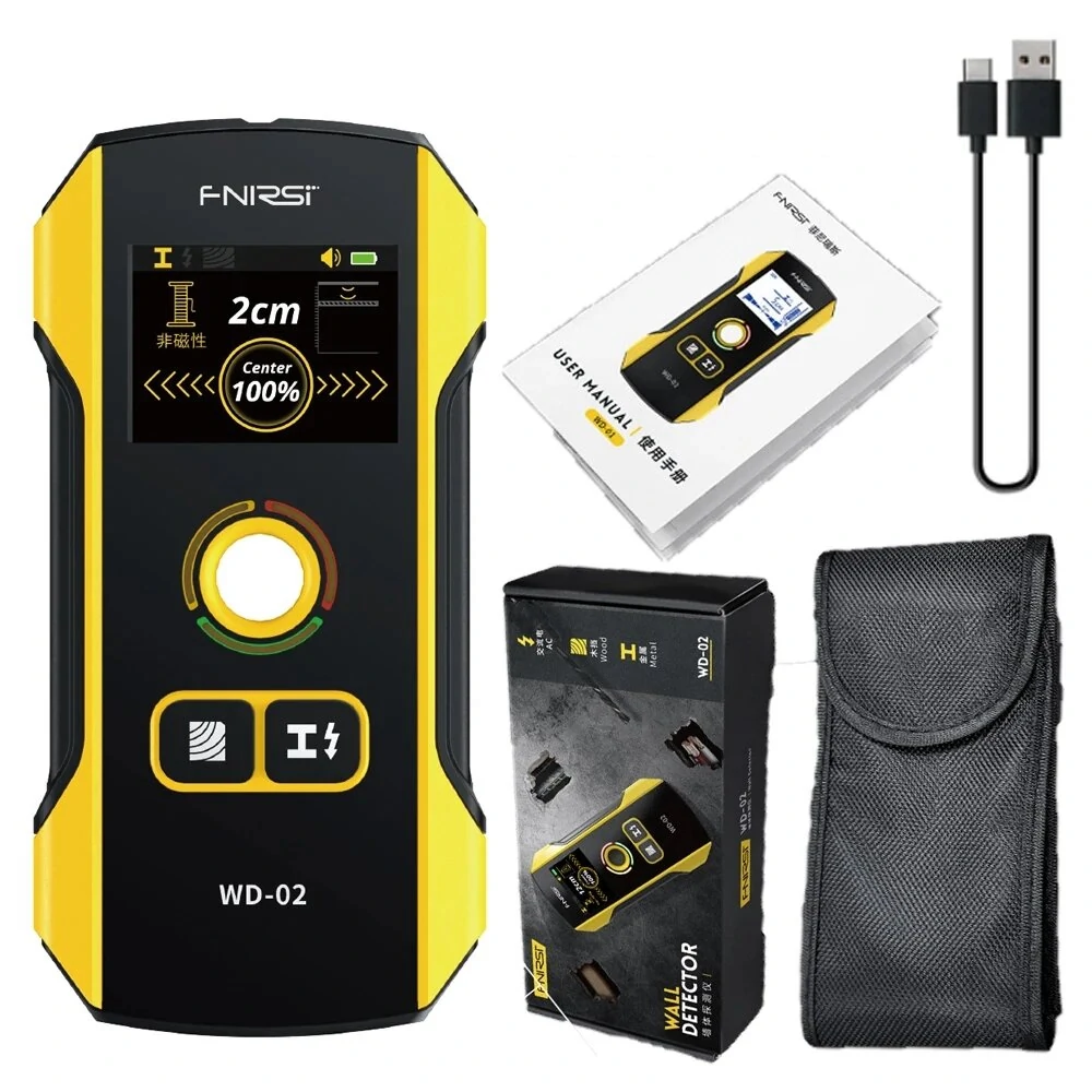 FNIRSI WD-02 Metal Detector - Wall Scanner for Wood Wires Pipes & Rebars
