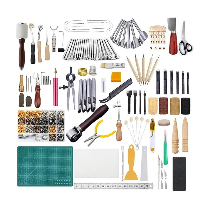 Leather Tool Kit - 366 Pieces DIY Artwork Embossing & Rivet Kit | 54 Tools