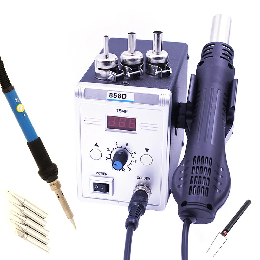 858D 700W Hot Air Soldering Station | BGA Rework & SMD Repair | 220V/110V
