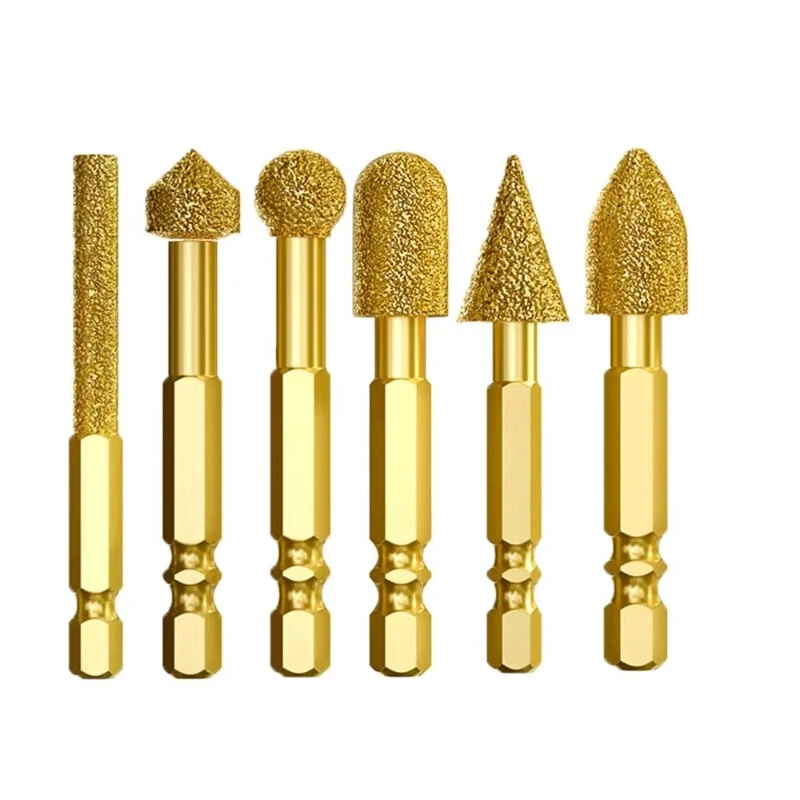 Heavy Duty Rotary Chisels 6pcs Set - Hex Handle for Electric Drills | Metal Stone Wood Carving