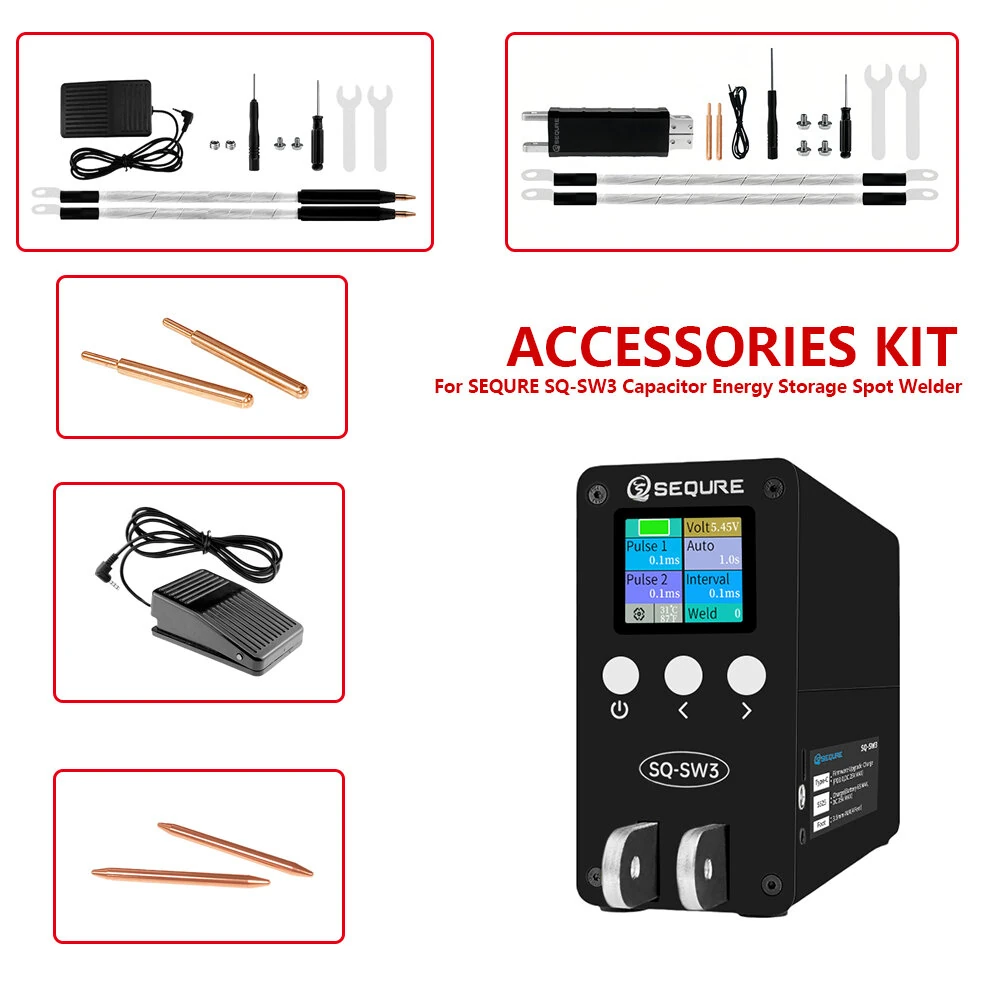 SEQURE SQ-SW3 Spot Welder Accessories Kit | Capacitor Energy Storage