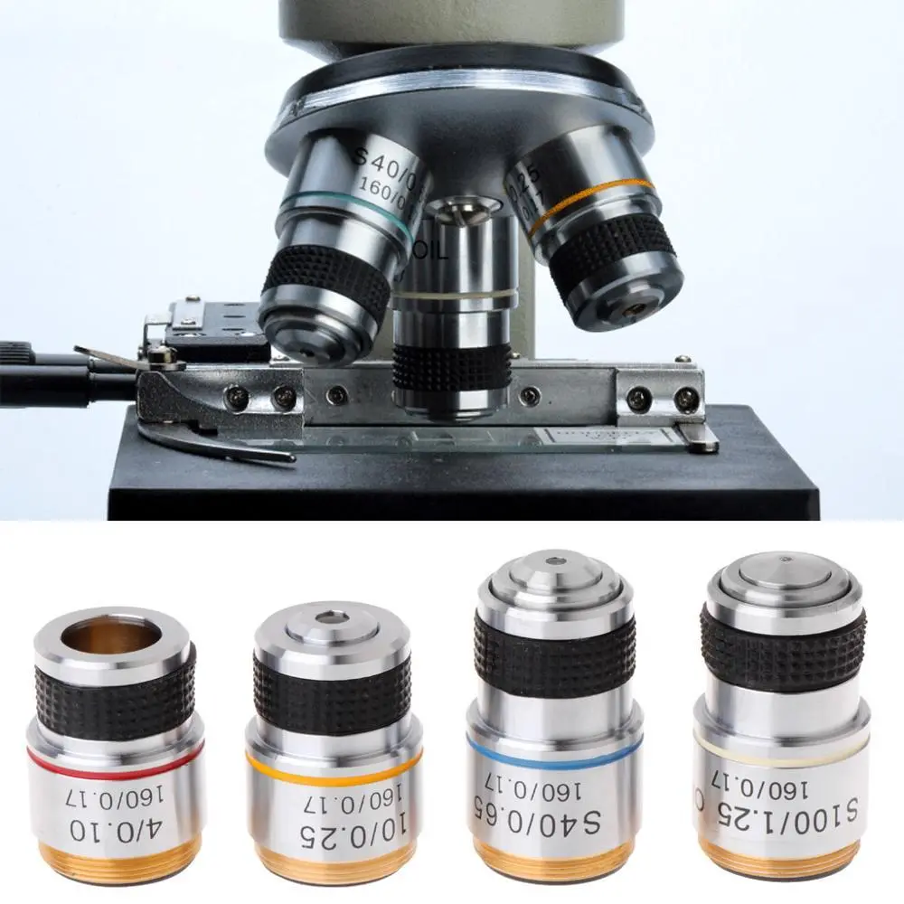 AmScope 100X Metal Achromatic Microscope Objective Lens | Biological