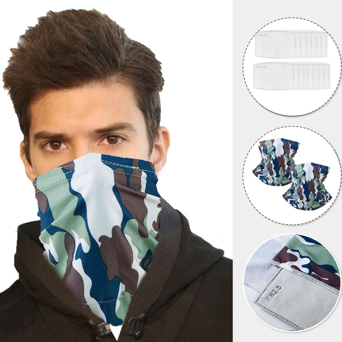 Half Face Mask Scarf with Filters - Protect from Dust, Sun & Wind