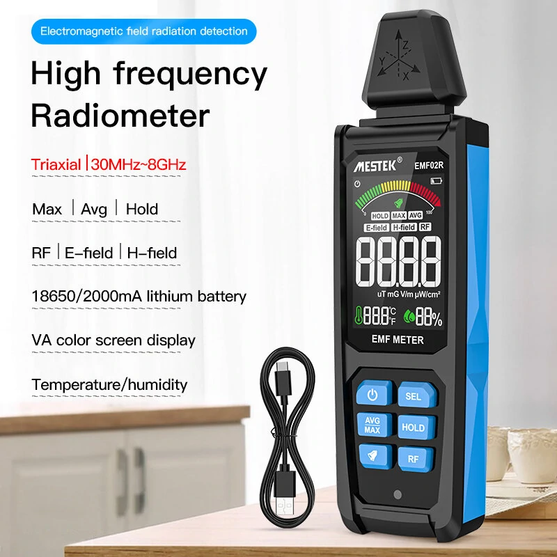 MESTEK EMF02R EMF Meter | Electromagnetic Radiation Detector for Home | High Frequency & Magnetic Field