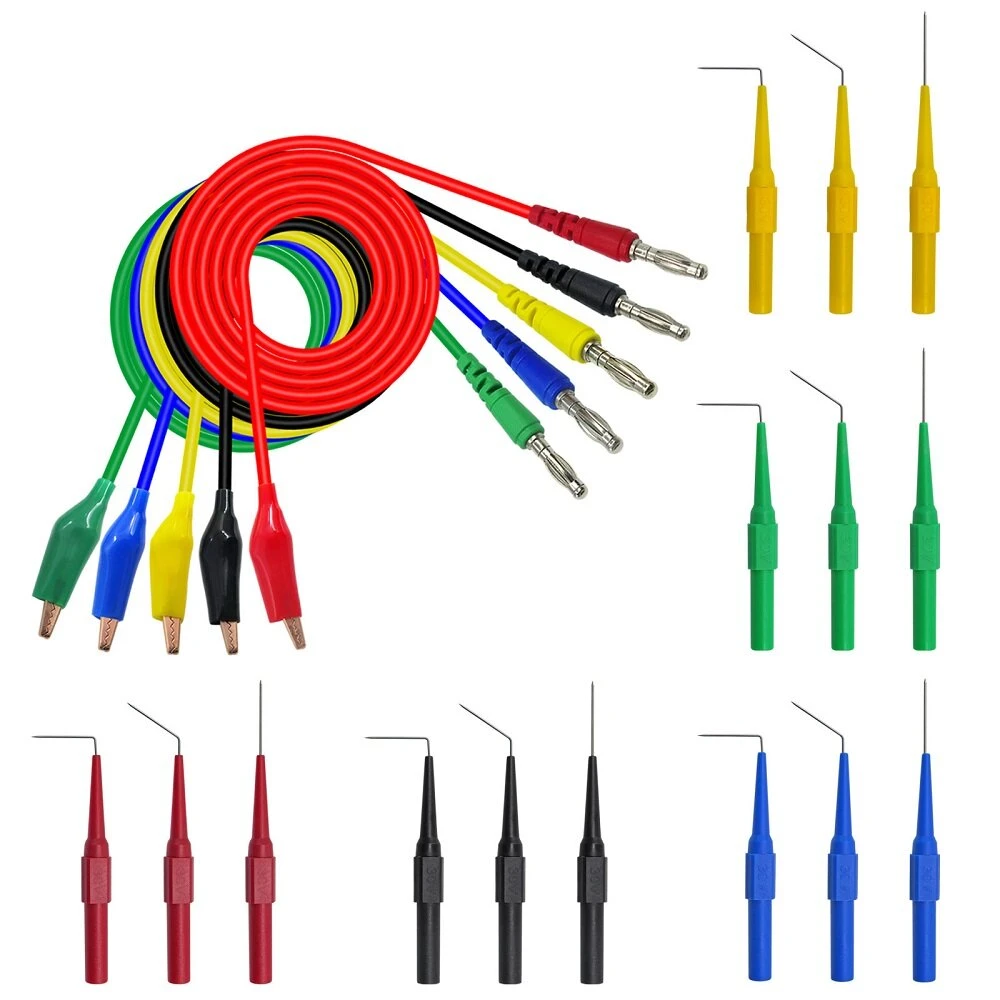 P1920 Banana Plug to Crocodile Clip Test Line Kit - 4mm 90/135 Degree with SG Probe Steel Needles