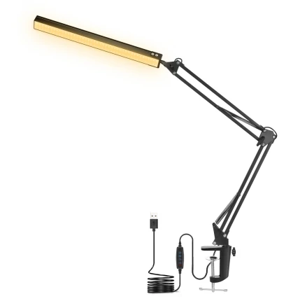 NEWACALOX Desk Clip Magnifying Lamp with LED Light | Foldable Bracket & Eye Protection | USB Powered for Reading & Soldering