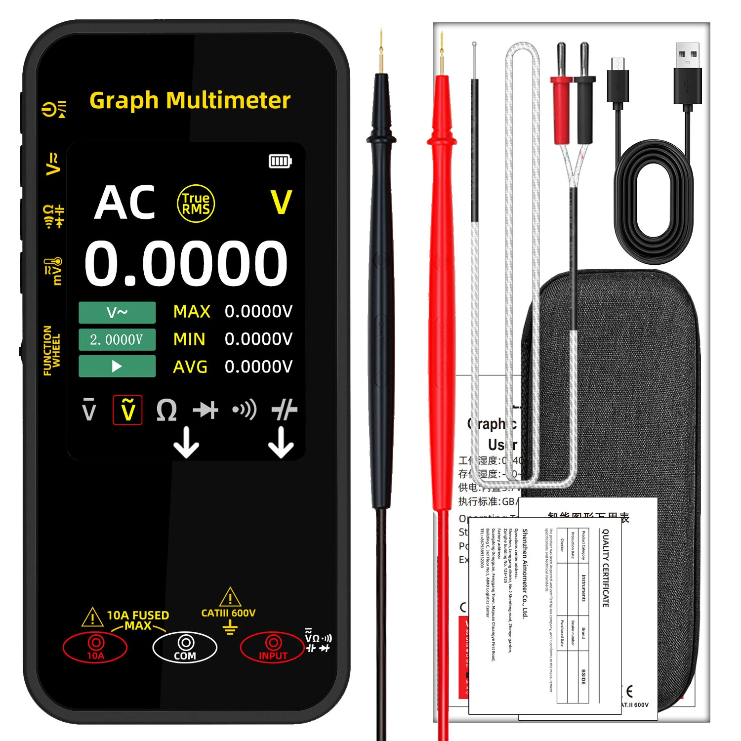 BSIDE S500 Smart Graphic Multimeter - 3.2 TFT Screen | 1000V 10A Tester