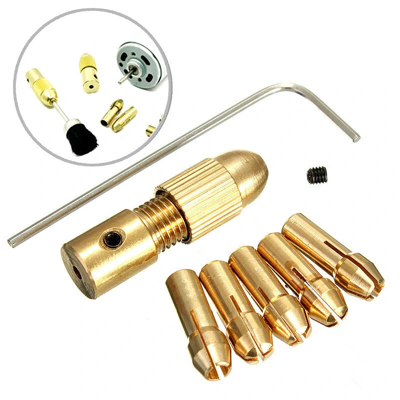Drillpro 8pc 0.5-3mm Micro Twist Drill Chuck Set 0.5-3mm with Allen Wrench