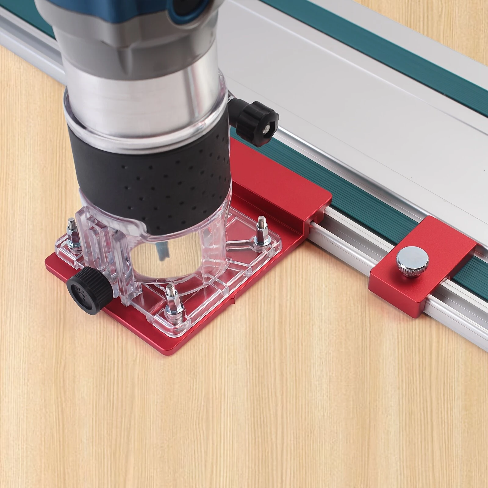 Aluminum Router Guide Rail Adapter | Straight Line Milling Groove Tool with Limiter