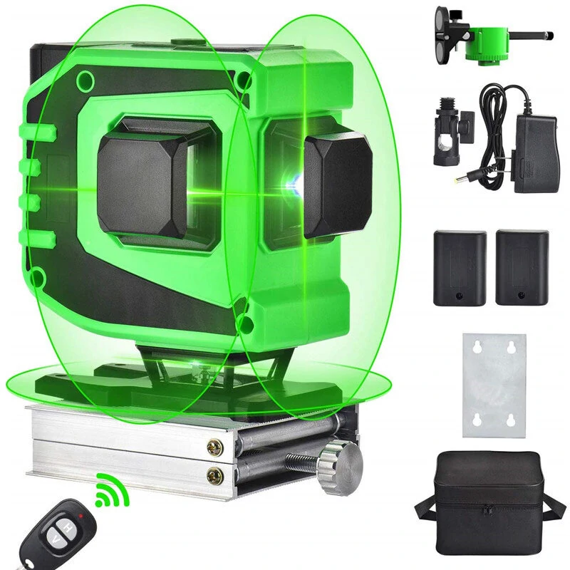 360 Degree Rotary 12-Line Green Laser Level | Self-Leveling Horizontal Cross