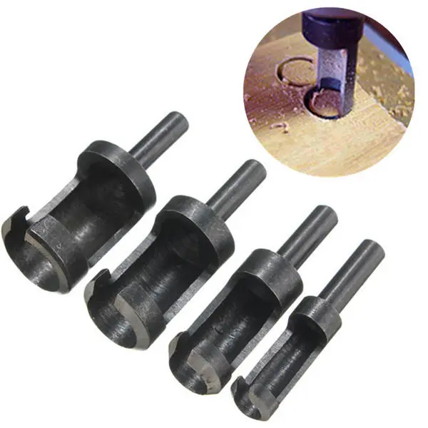 4pcs Wood Plug Hole Cutter Set - 6mm 10mm 13mm 16mm Tenon Drill Bits