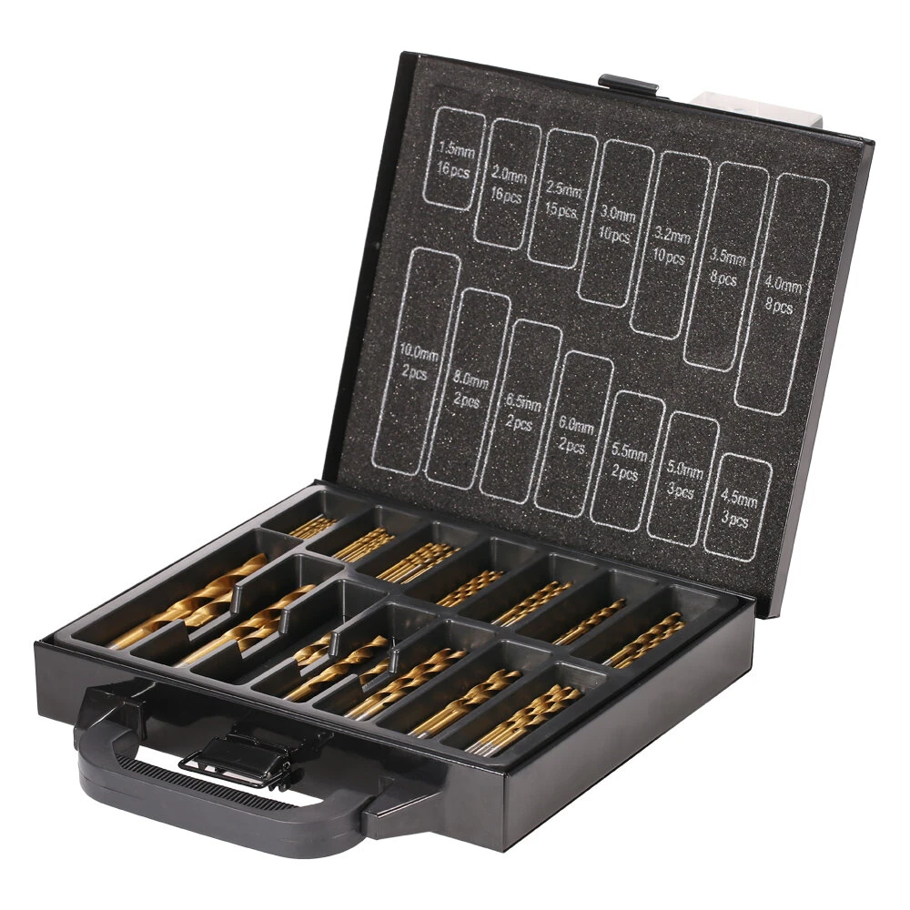 99Pcs HSS Drill Bits 1.5-10mm | Titanium Plated for Wood & Metal | Metal Case