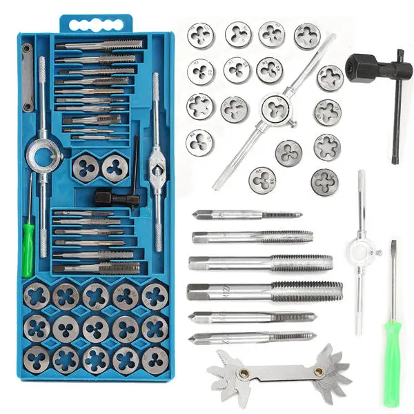 Metric Tap and Die Set M3-M12 - 40Pcs Alloy Metal Hand Tools for Nuts & Bolts
