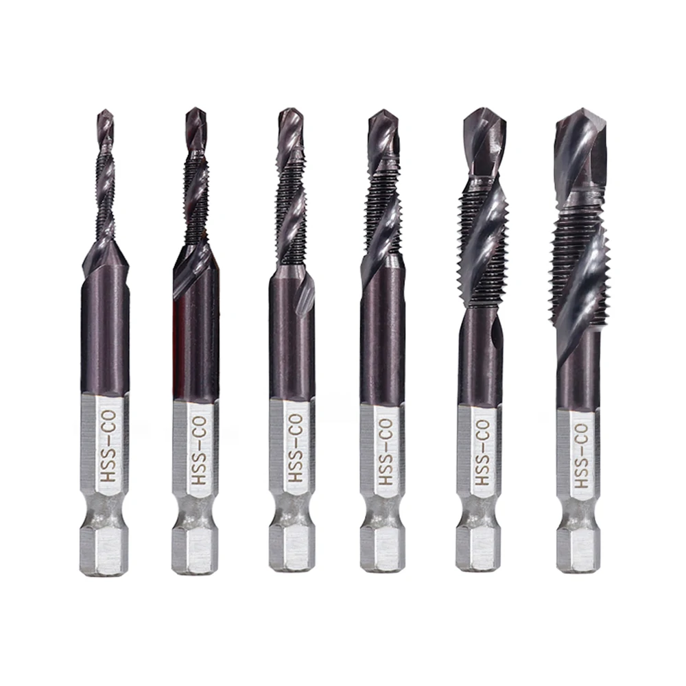 Drillpro 6pc M3-M10 HSS TiAlN Coated Drill Tap Bit Set | Countersink & Deburr
