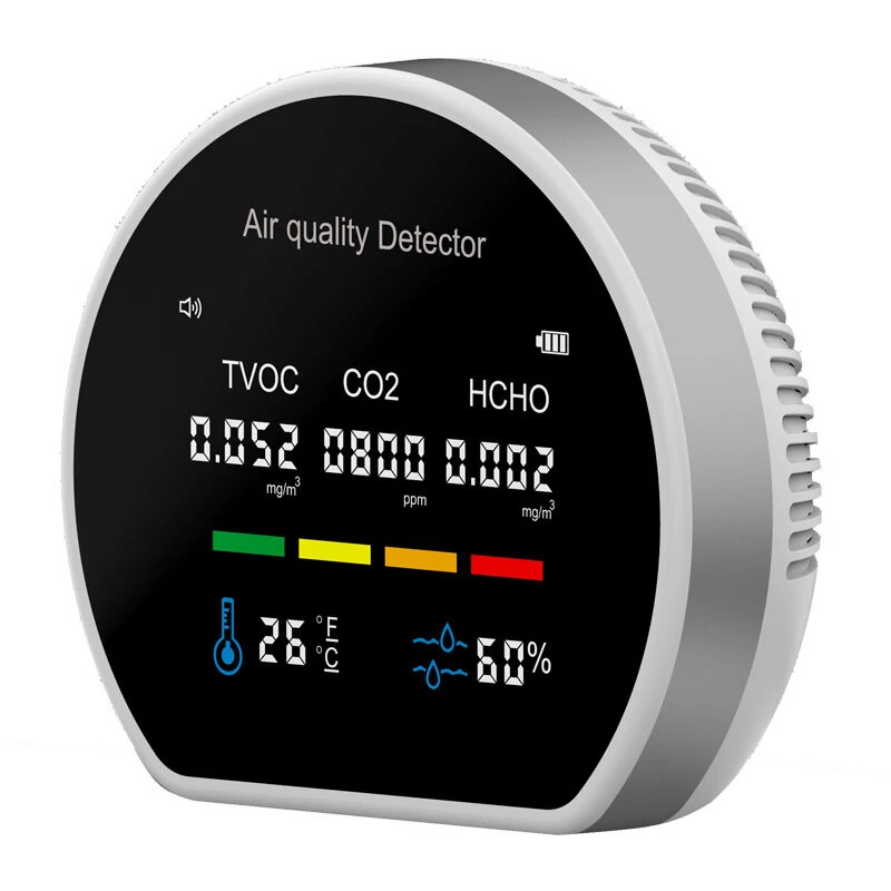 Wall-mounted Portable Air Quality Monitor - CO2 Formaldehyde TVOC Tester & Hygrometer