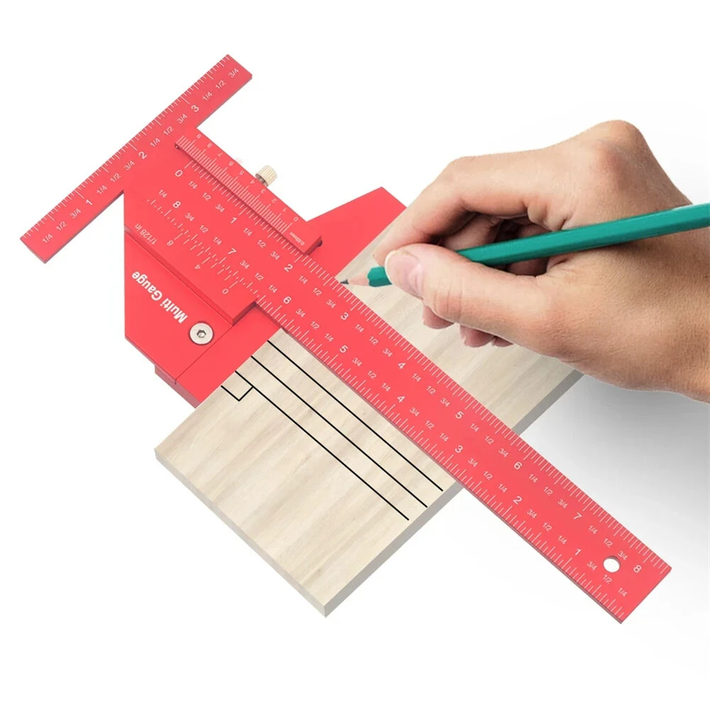 Woodworking Scriber Gauge - 210mm/280mm Aluminum T Ruler | Metric & Inch Scale