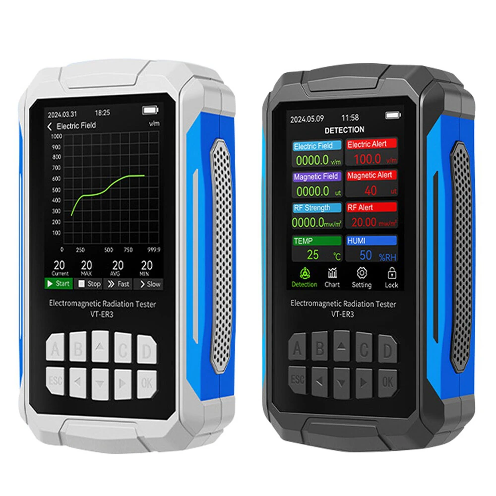 VT-ER3 5-in-1 EMF Tester | RF Electric & Magnetic Field Strength Meter | Temp & Humidity