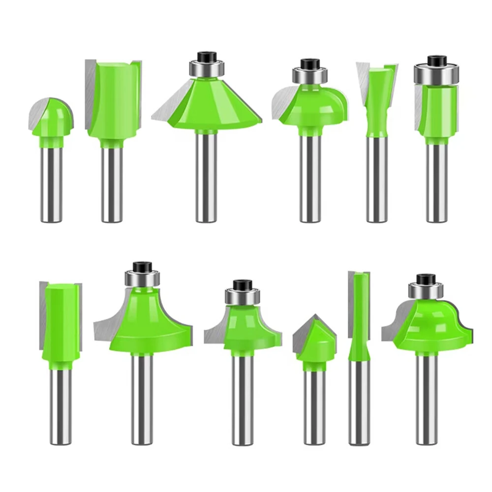 12PCS Router Bit Set - 1/4 Inch Shank Tungsten Carbide for Hardwood & Plywood