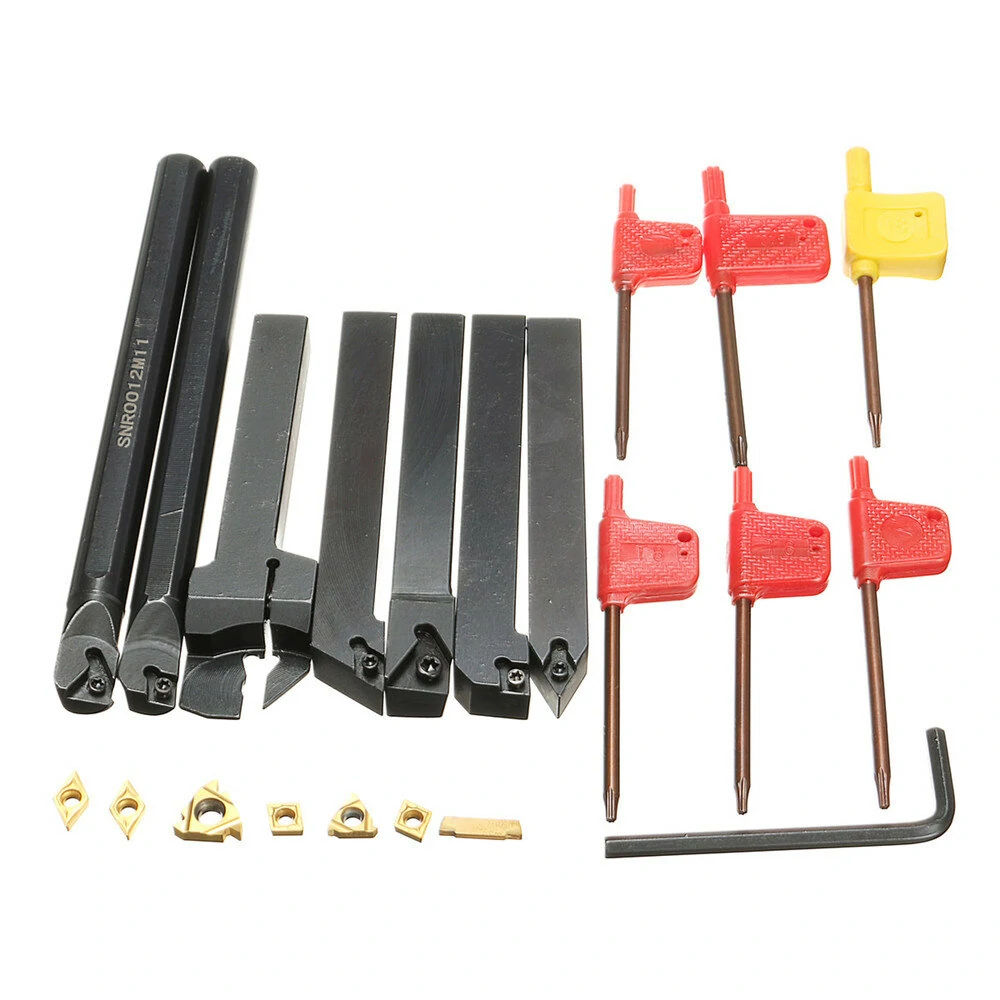 7pcs 12mm Shank Lathe Boring Bar Set - Carbide Inserts | Wood Turning Tool